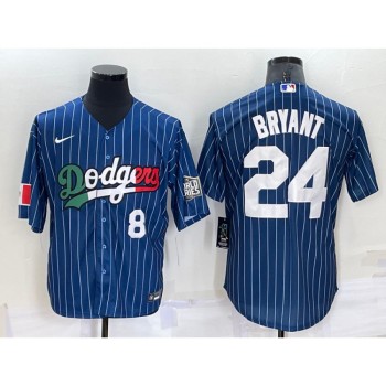 Men's Los Angeles Dodgers Front #8 Back #24 Kobe Bryant Navy Mexico World Series Cool Base Stitched Baseball Jersey Men's Los Angeles Dodgers Front #8 Back #24 Kobe Bryant Navy Mexico World Series Cool Base Stitched Baseball Jersey