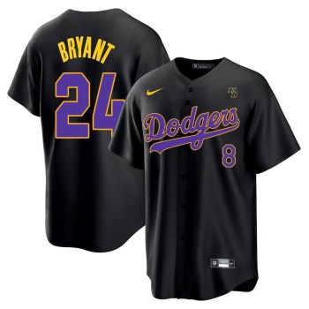 Men's Los Angeles Dodgers Front #8 Back #24 Kobe Bryant Throwback Black With KB Patch Cool Base Stitched Jersey Men's Los Angeles Dodgers Front #8 Back #24 Kobe Bryant Throwback Black With KB Patch Cool Base Stitched Jersey