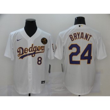Men's Los Angeles Dodgers Front #8 Back #24 Kobe Bryant White 2020 KB Patch Cool Base Stitched Jersey Men's Los Angeles Dodgers Front #8 Back #24 Kobe Bryant White 2020 KB Patch Cool Base Stitched Jersey