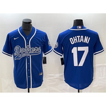 Men's Los Angeles Dodgers #17 Shohei Ohtani Blue Cool Base With Patch Stitched Baseball Jersey Men's Los Angeles Dodgers #17 Shohei Ohtani Blue Cool Base With Patch Stitched Baseball Jersey