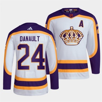 Men's Los Angeles Kings #24 Phillip Danault White 2022 Reverse Retro Stitched Jersey Men's Los Angeles Kings #24 Phillip Danault White 2022 Reverse Retro Stitched Jersey