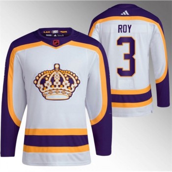 Men's Los Angeles Kings #3 Matt Roy White 2022 Reverse Retro Stitched Jersey Men's Los Angeles Kings #3 Matt Roy White 2022 Reverse Retro Stitched Jersey