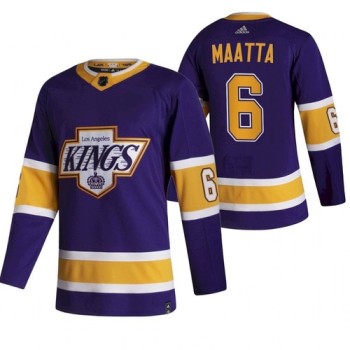 Men's Los Angeles Kings #6 Olli Maatta Purple 2020-21 Reverse Retro Stitched Jersey Men's Los Angeles Kings #6 Olli Maatta Purple 2020-21 Reverse Retro Stitched Jersey