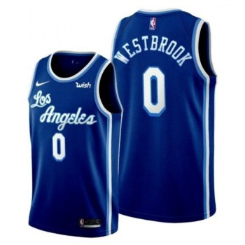 Men's Los Angeles Lakers #0 Russell Westbrook Blue Classic Edition Stitched Basketball Jersey Men's Los Angeles Lakers #0 Russell Westbrook Blue Classic Edition Stitched Basketball Jersey
