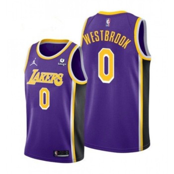 Men's Los Angeles Lakers #0 Russell Westbrook Purple Stitched Jersey Men's Los Angeles Lakers #0 Russell Westbrook Purple Stitched Jersey