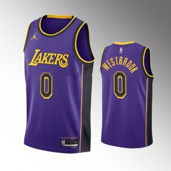 Men's Los Angeles Lakers #0 Russell Westbrook Statement Edition Purple Stitched Basketball Jersey Men's Los Angeles Lakers #0 Russell Westbrook Statement Edition Purple Stitched Basketball Jersey