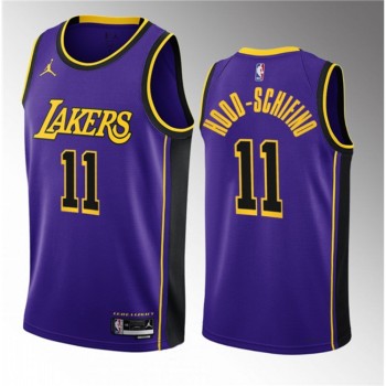 Men's Los Angeles Lakers #11 Jalen Hood-Schifino Purple 2023 Draft Statement Edition Stitched Basketball Jersey Men's Los Angeles Lakers #11 Jalen Hood-Schifino Purple 2023 Draft Statement Edition Stitched Basketball Jersey