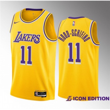 Men's Los Angeles Lakers #11 Jalen Hood-Schifino Yellow 2023 Draft Icon Edition Stitched Basketball Jersey Men's Los Angeles Lakers #11 Jalen Hood-Schifino Yellow 2023 Draft Icon Edition Stitched Basketball Jersey