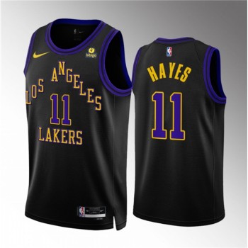Men's Los Angeles Lakers #11 Jaxson Hayes Black 2023/24 City Edition Stitched Basketball Jersey Men's Los Angeles Lakers #11 Jaxson Hayes Black 2023/24 City Edition Stitched Basketball Jersey