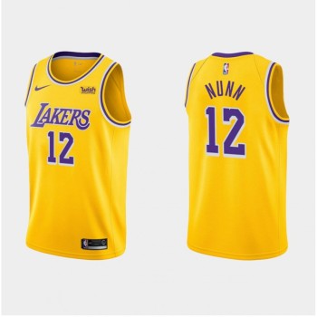 Men's Los Angeles Lakers #12 Kendrick Nunn Yellow Stitched Basketball Jersey Men's Los Angeles Lakers #12 Kendrick Nunn Yellow Stitched Basketball Jersey
