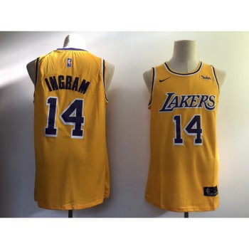 Men's Los Angeles Lakers #14 Brandon Ingram Gold Icon Edition With WISH Patch Stitched NBA Jersey Men's Los Angeles Lakers #14 Brandon Ingram Gold Icon Edition With WISH Patch Stitched NBA Jersey