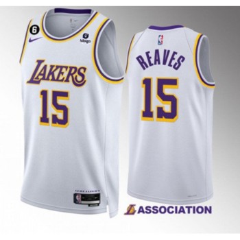 Men's Los Angeles Lakers #15 Austin Reaves White Association Edition With NO.6 Patch Stitched Basketball Jersey Men's Los Angeles Lakers #15 Austin Reaves White Association Edition With NO.6 Patch Stitched Basketball Jersey