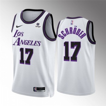 Men's Los Angeles Lakers #17 Dennis Schroder White City Edition Stitched Basketball Jersey Men's Los Angeles Lakers #17 Dennis Schroder White City Edition Stitched Basketball Jersey