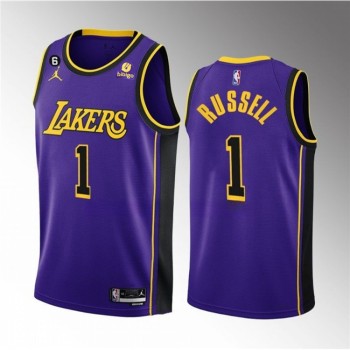 Men's Los Angeles Lakers #1 D'Angelo Russell Purple Statement Edition With NO.6 Patch Stitched Basketball Jersey 001 Men's Los Angeles Lakers #1 D'Angelo Russell Purple Statement Edition With NO.6 Patch Stitched Basketball Jersey 001