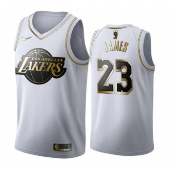 Men's Los Angeles Lakers #23 LeBron James White 2019 Golden Edition Stitched NBA Jersey Men's Los Angeles Lakers #23 LeBron James White 2019 Golden Edition Stitched NBA Jersey