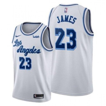 Men's Los Angeles Lakers #23 LeBron James White Classic Edition Swingman Stitched Jersey Men's Los Angeles Lakers #23 LeBron James White Classic Edition Swingman Stitched Jersey