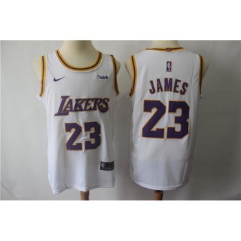 Men's Los Angeles Lakers #23 LeBron James White Authentic Stitched Jersey Men's Los Angeles Lakers #23 LeBron James White Authentic Stitched Jersey