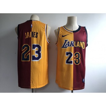 Men's Los Angeles Lakers #23 Lebron James Gold/Wine Fashion Swingman Stitched NBA Jersey Men's Los Angeles Lakers #23 Lebron James Gold/Wine Fashion Swingman Stitched NBA Jersey