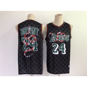 Men's Los Angeles Lakers #24 Kobe Brant Black Guci Mamba Stitched NBA Jersey Men's Los Angeles Lakers #24 Kobe Brant Black Guci Mamba Stitched NBA Jersey