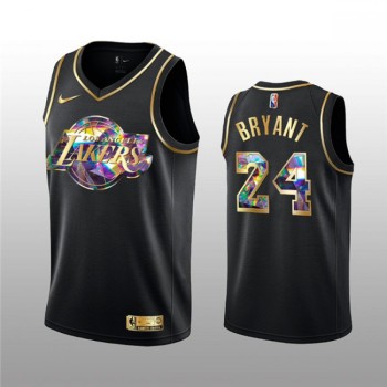 Men's Los Angeles Lakers #24 Kobe Bryant 2021/22 Black Golden Edition 75th Anniversary Diamond Logo Stitched Basketball Jersey Men's Los Angeles Lakers #24 Kobe Bryant 2021/22 Black Golden Edition 75th Anniversary Diamond Logo Stitched Basketball Jersey