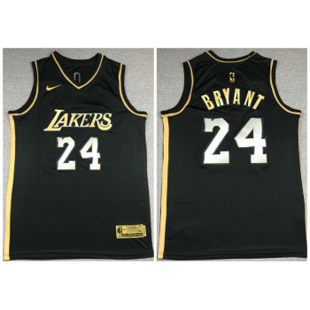 Men's Los Angeles Lakers #24 Kobe Bryant Black Gold Edition New Blue Silver Logo 2020-21 Stitched Jersey Men's Los Angeles Lakers #24 Kobe Bryant Black Gold Edition New Blue Silver Logo 2020-21 Stitched Jersey