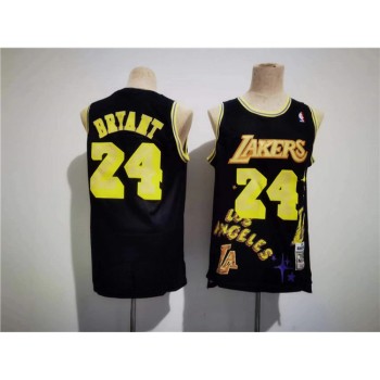 Men's Los Angeles Lakers #24 Kobe Bryant Black Throwback basketball Jersey Men's Los Angeles Lakers #24 Kobe Bryant Black Throwback basketball Jersey