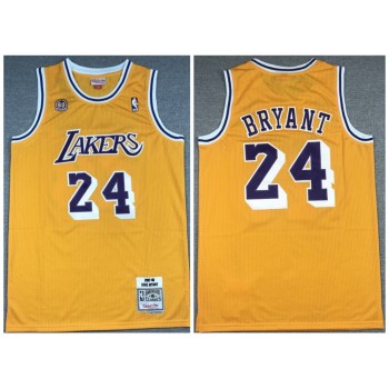 Men's Los Angeles Lakers #24 Kobe Bryant Gold 60th Season Throwback Stitched Jersey Men's Los Angeles Lakers #24 Kobe Bryant Gold 60th Season Throwback Stitched Jersey