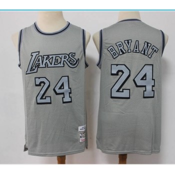 Men's Los Angeles Lakers #24 Kobe Bryant Grey Throwback Stitched Basketball Jersey Men's Los Angeles Lakers #24 Kobe Bryant Grey Throwback Stitched Basketball Jersey