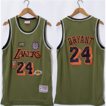 Men's Los Angeles Lakers #24 Kobe Bryant Olive Salute Stitched Basketball Jersey Men's Los Angeles Lakers #24 Kobe Bryant Olive Salute Stitched Basketball Jersey