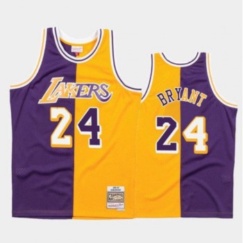 Men's Los Angeles Lakers #24 Kobe Bryant Purple/Gold Split Stitched Basketball Jersey Men's Los Angeles Lakers #24 Kobe Bryant Purple/Gold Split Stitched Basketball Jersey