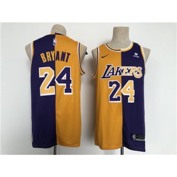 Men's Los Angeles Lakers #24 Kobe Bryant Purple/Gold Split Stitched Basketball Jersey Men's Los Angeles Lakers #24 Kobe Bryant Purple/Gold Split Stitched Basketball Jersey