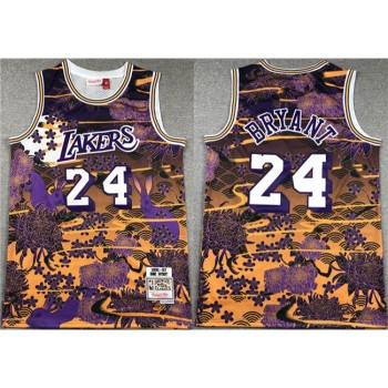 Men's Los Angeles Lakers #24 Kobe Bryant Purple/Yellow Throwback basketball Jersey Men's Los Angeles Lakers #24 Kobe Bryant Purple/Yellow Throwback basketball Jersey