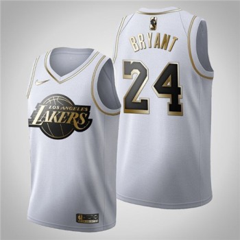 Men's Los Angeles Lakers #24 Kobe Bryant White 2019 Golden Edition Stitched NBA Jersey Men's Los Angeles Lakers #24 Kobe Bryant White 2019 Golden Edition Stitched NBA Jersey