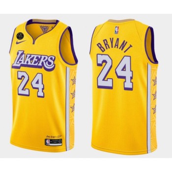 Men's Los Angeles Lakers #24 Kobe Bryant With Kobe Patch Gold Stitched Jersey Men's Los Angeles Lakers #24 Kobe Bryant With Kobe Patch Gold Stitched Jersey