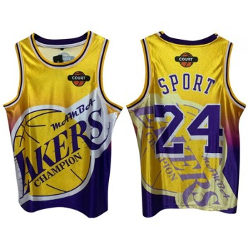 Men's Los Angeles Lakers #24 Kobe Bryant Yellow Print Basketball Jersey Men's Los Angeles Lakers #24 Kobe Bryant Yellow Print Basketball Jersey