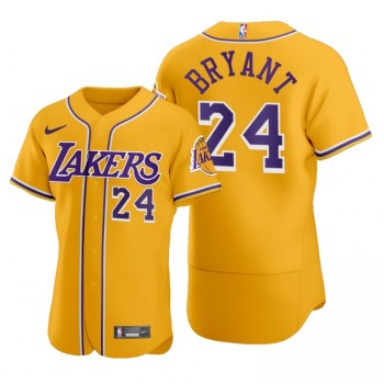 Men's Los Angeles Lakers #24 Kobe Bryant 2020 Gold NBA X MLB Crossover Edition Stitched Jersey Men's Los Angeles Lakers #24 Kobe Bryant 2020 Gold NBA X MLB Crossover Edition Stitched Jersey