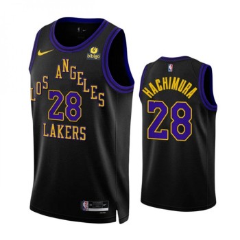 Men's Los Angeles Lakers #28 Rui Hachimura Black 2023/24 City Edition Stitched Basketball Jersey Men's Los Angeles Lakers #28 Rui Hachimura Black 2023/24 City Edition Stitched Basketball Jersey