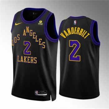 Men's Los Angeles Lakers #2 Jarred Vanderbilt Black 2023/24 City Edition Stitched Basketball Jersey Men's Los Angeles Lakers #2 Jarred Vanderbilt Black 2023/24 City Edition Stitched Basketball Jersey