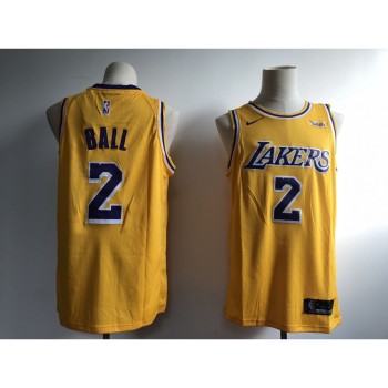 Men's Los Angeles Lakers #2 Lonzo Ball New Gold Wish Stitched NBA Jersey Men's Los Angeles Lakers #2 Lonzo Ball New Gold Wish Stitched NBA Jersey