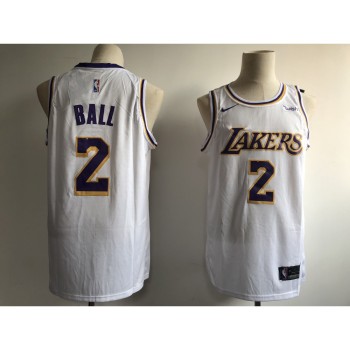 Men's Los Angeles Lakers #2 Lonzo Ball New White Wish Stitched NBA Jersey Men's Los Angeles Lakers #2 Lonzo Ball New White Wish Stitched NBA Jersey
