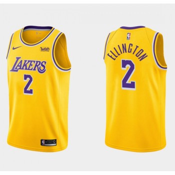 Men's Los Angeles Lakers #2 Wayne Ellington Yellow Stitched Basketball Jersey Men's Los Angeles Lakers #2 Wayne Ellington Yellow Stitched Basketball Jersey