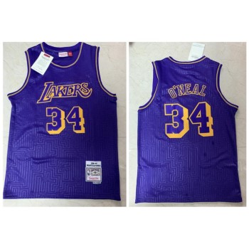 Men's Los Angeles Lakers #34 Shaquille O'Neal Purple 1996-1997 Limited Stitched Jersey Men's Los Angeles Lakers #34 Shaquille O'Neal Purple 1996-1997 Limited Stitched Jersey