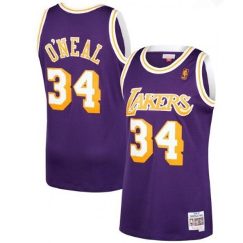Men's Los Angeles Lakers #34 Shaquille O'Neal Purple Throwback Stitched Jersey Men's Los Angeles Lakers #34 Shaquille O'Neal Purple Throwback Stitched Jersey