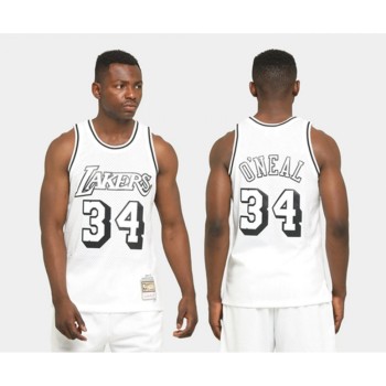 Men's Los Angeles Lakers #34 Shaquille O'Neal White Stitched NBA Jersey Men's Los Angeles Lakers #34 Shaquille O'Neal White Stitched NBA Jersey