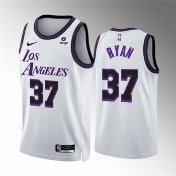 Men's Los Angeles Lakers #37 Matt Ryan White City Edition Stitched Basketball Jersey Men's Los Angeles Lakers #37 Matt Ryan White City Edition Stitched Basketball Jersey