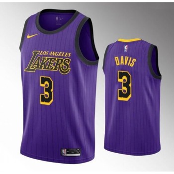 Men's Los Angeles Lakers #3 Anthony Davis 2019-20 Purple Stitched Jersey Men's Los Angeles Lakers #3 Anthony Davis 2019-20 Purple Stitched Jersey