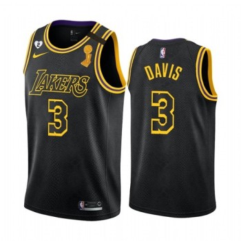 Men's Los Angeles Lakers #3 Anthony Davis 2020 Black NBA Finals Champions With Gigi Patch Mamba Stitched Jersey Men's Los Angeles Lakers #3 Anthony Davis 2020 Black NBA Finals Champions With Gigi Patch Mamba Stitched Jersey