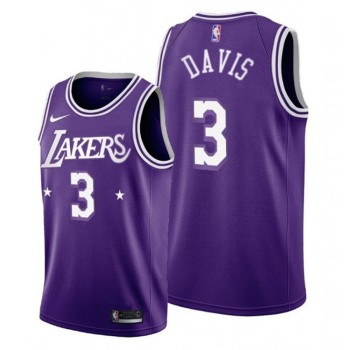Men's Los Angeles Lakers #3 Anthony Davis 2021/22 City Edition Purple Stitched Jersey Men's Los Angeles Lakers #3 Anthony Davis 2021/22 City Edition Purple Stitched Jersey