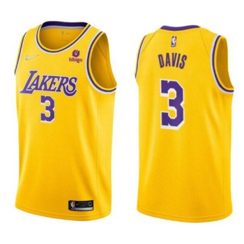 Men's Los Angeles Lakers #3 Anthony Davis 75th Anniversary Yellow Stitched Basketball Jersey Men's Los Angeles Lakers #3 Anthony Davis 75th Anniversary Yellow Stitched Basketball Jersey