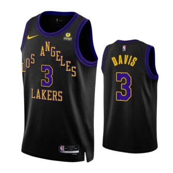 Men's Los Angeles Lakers #3 Anthony Davis Black 2023/24 City Edition Stitched Basketball Jersey Men's Los Angeles Lakers #3 Anthony Davis Black 2023/24 City Edition Stitched Basketball Jersey